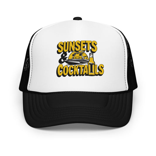 Sunsets & Cocktails! Foam trucker hat