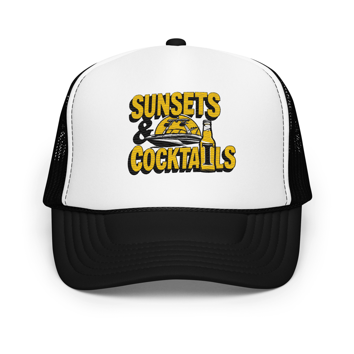 Sunsets & Cocktails! Foam trucker hat - Embroidered