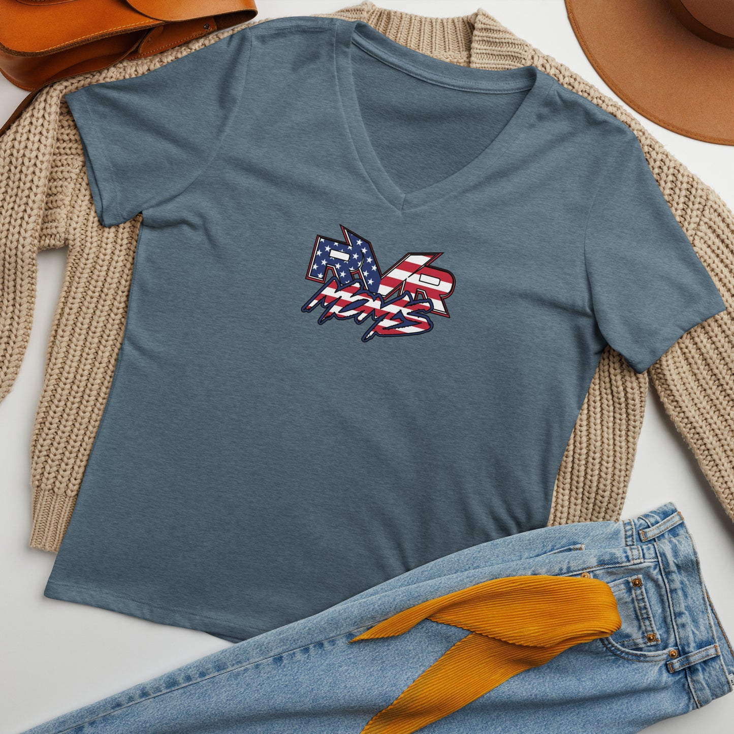 Stars, Stripes, and Everything Nice! Women’s relaxed v-neck t-shirt